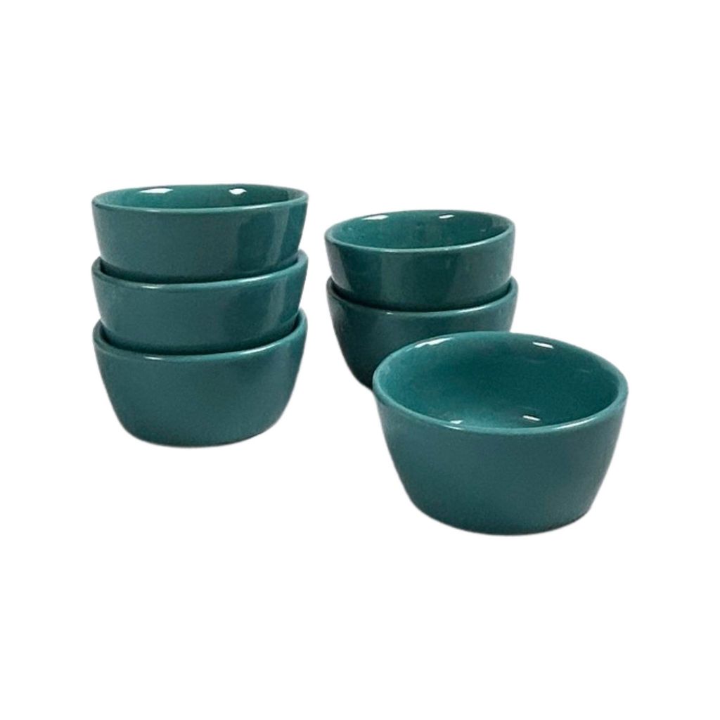 Ceramic Dining Eurasian Teal Green Ceramic Dip Bowls Set of 6 || Ketchup Bowls || Sauce Bowls || Chutney Bowls