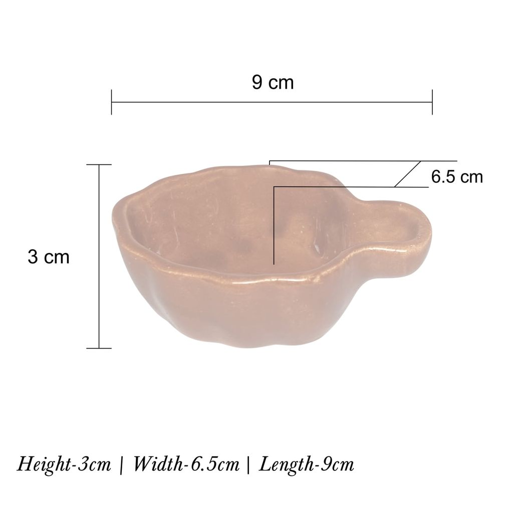 Ceramic Dining Brown Leaf Shaped Dip Bowls Set of 6 || Ketchup Bowls || Sauce Bowls || Chutney Bowls
