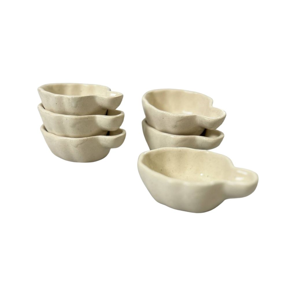 Ceramic Dining White Leaf Shaped Ceramic Dip Bowls Set of 6 || Ketchup Bowls || Sauce Bowls || Chutney Bowls