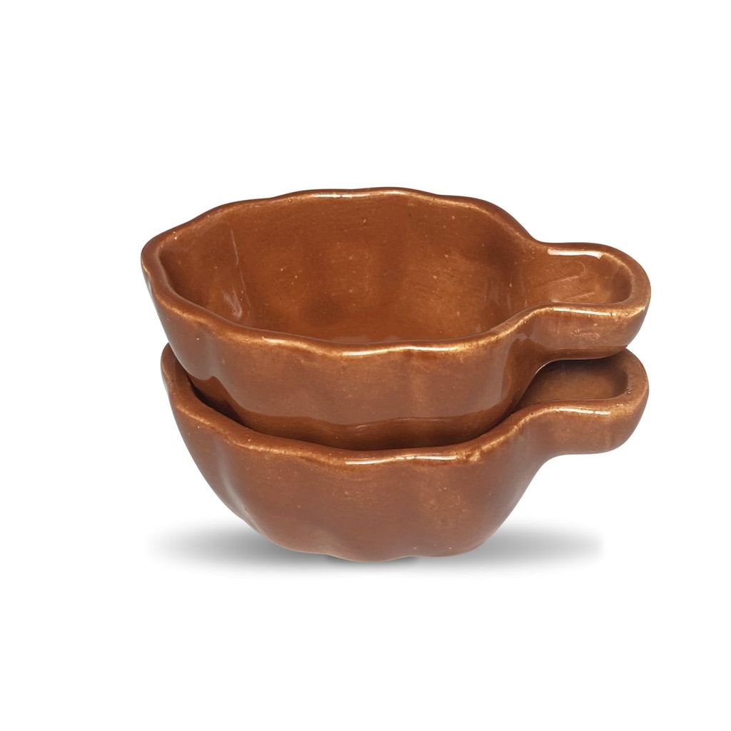Ceramic Dining Brown Leaf Shaped Dip Bowls Set of 6 || Ketchup Bowls || Sauce Bowls || Chutney Bowls
