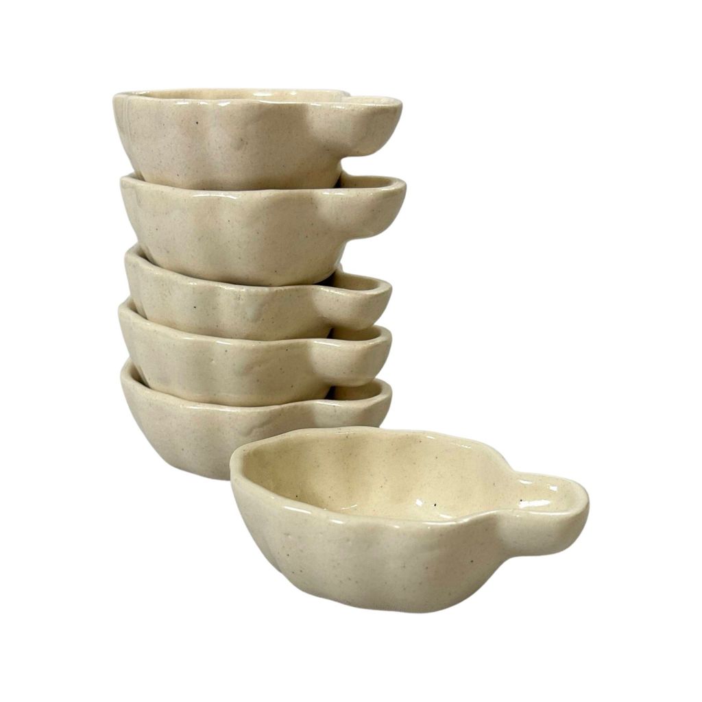 Ceramic Dining White Leaf Shaped Ceramic Dip Bowls Set of 6 || Ketchup Bowls || Sauce Bowls || Chutney Bowls