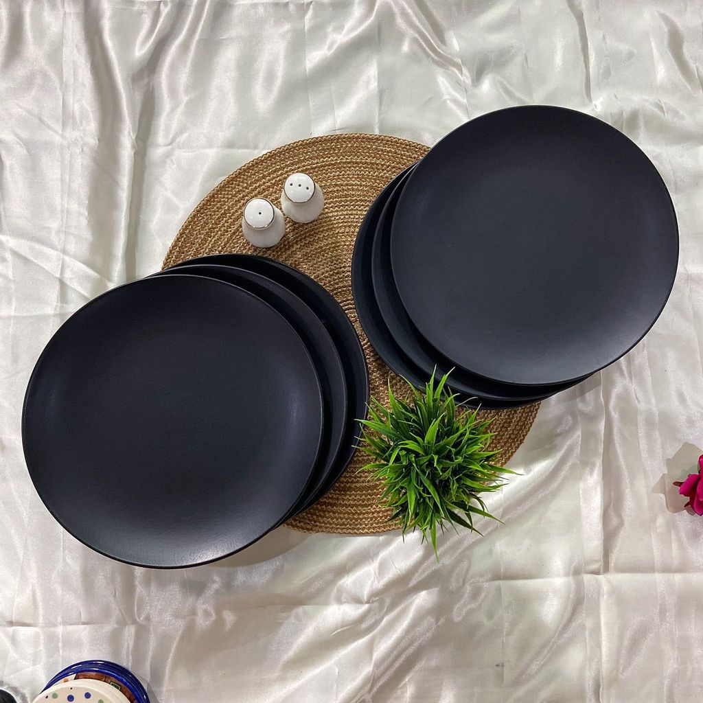 Ceramic Dining Chic Matte Black Ceramic 10.2Inchs Dinner Plates Set of 6