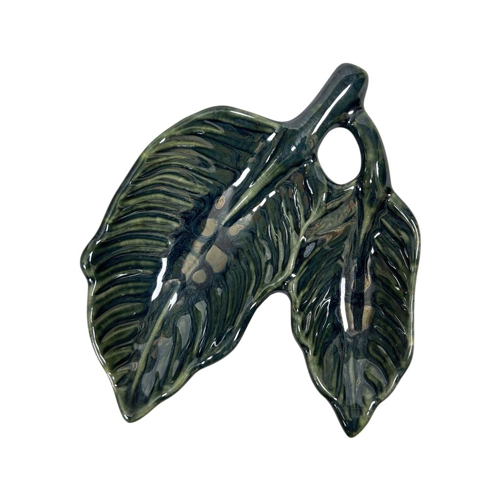 Ceramic Dining Glossy Emerald Green Leaf Shaped Ceramic Dip Bowl Set of 1 || Ketchup Bowl || Sauce Bowl || Chutney Bowl