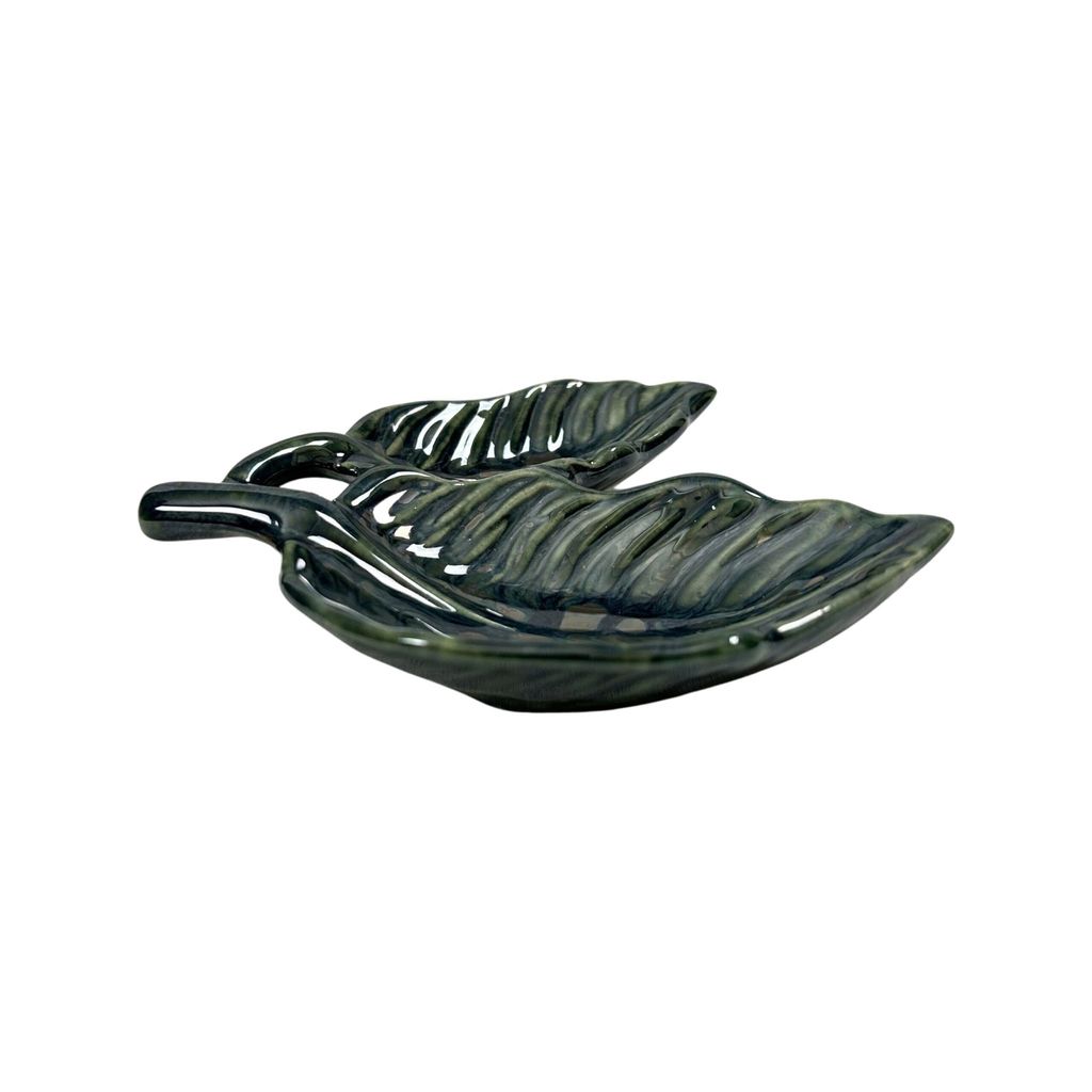 Ceramic Dining Glossy Emerald Green Leaf Shaped Ceramic Dip Bowl Set of 1 || Ketchup Bowl || Sauce Bowl || Chutney Bowl