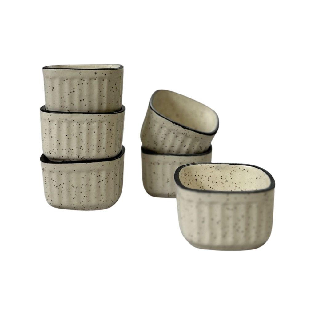 Ceramic Dining Matte White Square Ceramic Dip Bowls Set of 6 || Ketchup Bowls || Sauce Bowls || Chutney Bowls