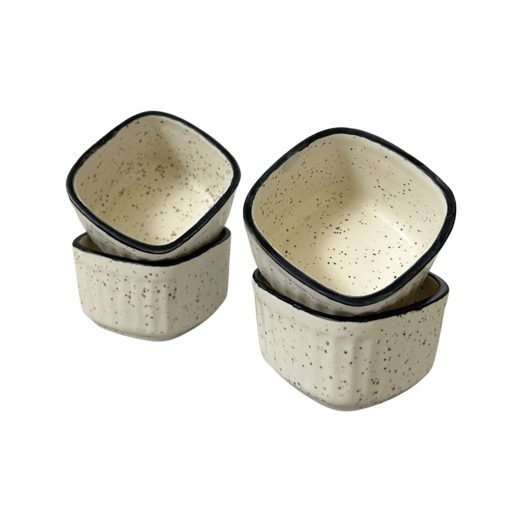 Ceramic Dining Matte White Square Ceramic Dip Bowls Set of 6 || Ketchup Bowls || Sauce Bowls || Chutney Bowls