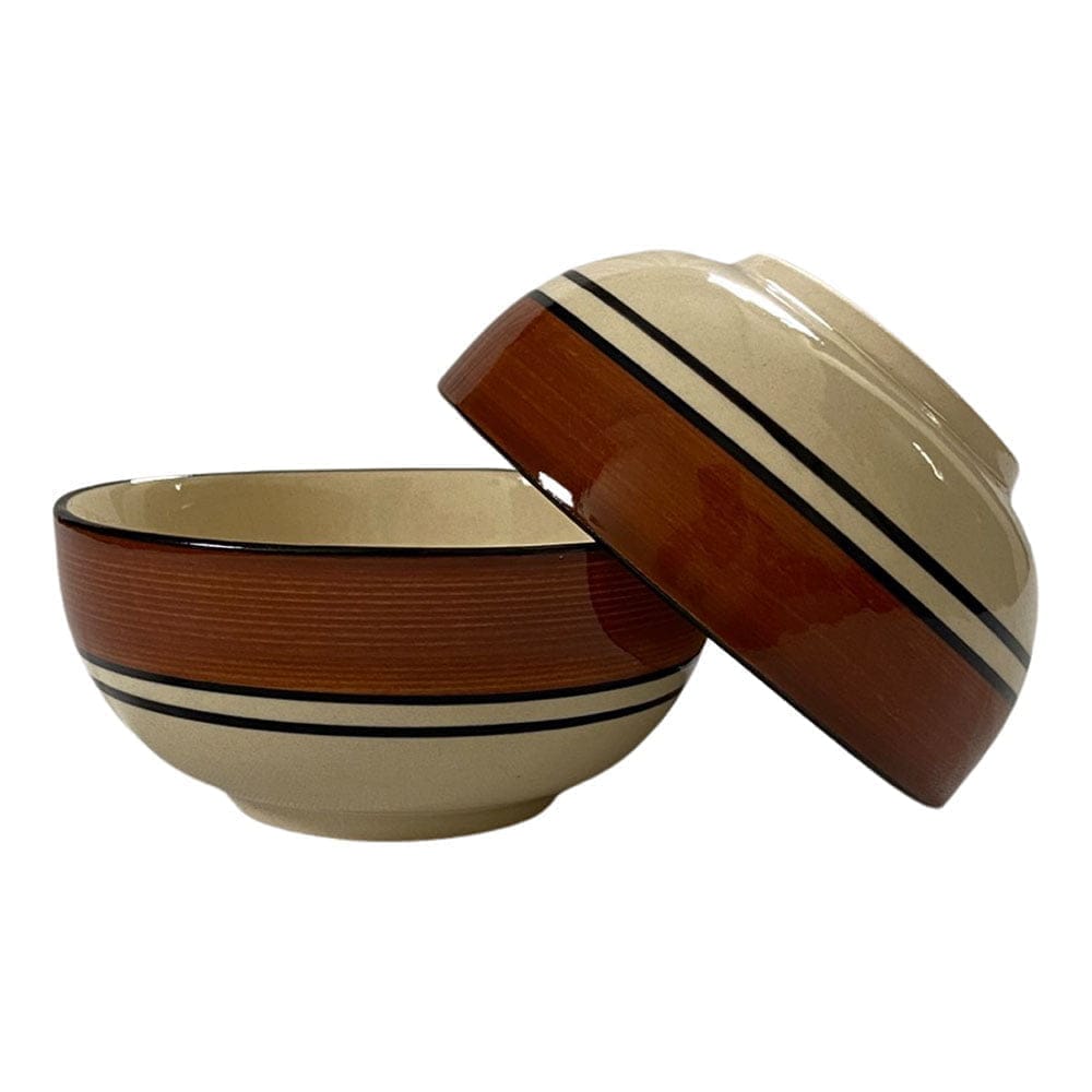 Ceramic Dining Royal Brown & White Ceramic Bowls/Katoris Set of 6 || Dinner Bowls || Pudding Bowls