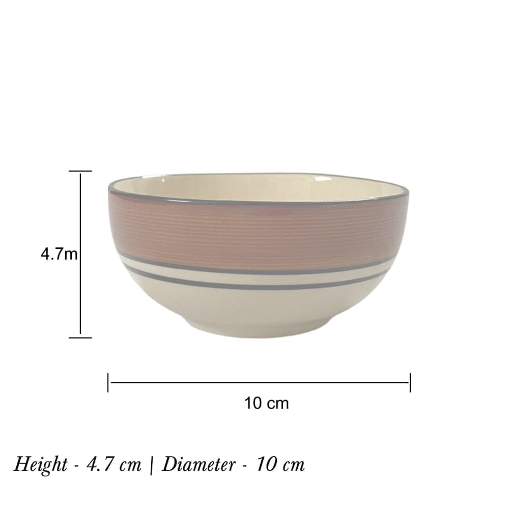 Ceramic Dining Royal Brown & White Ceramic Bowls/Katoris Set of 6 || Dinner Bowls || Pudding Bowls