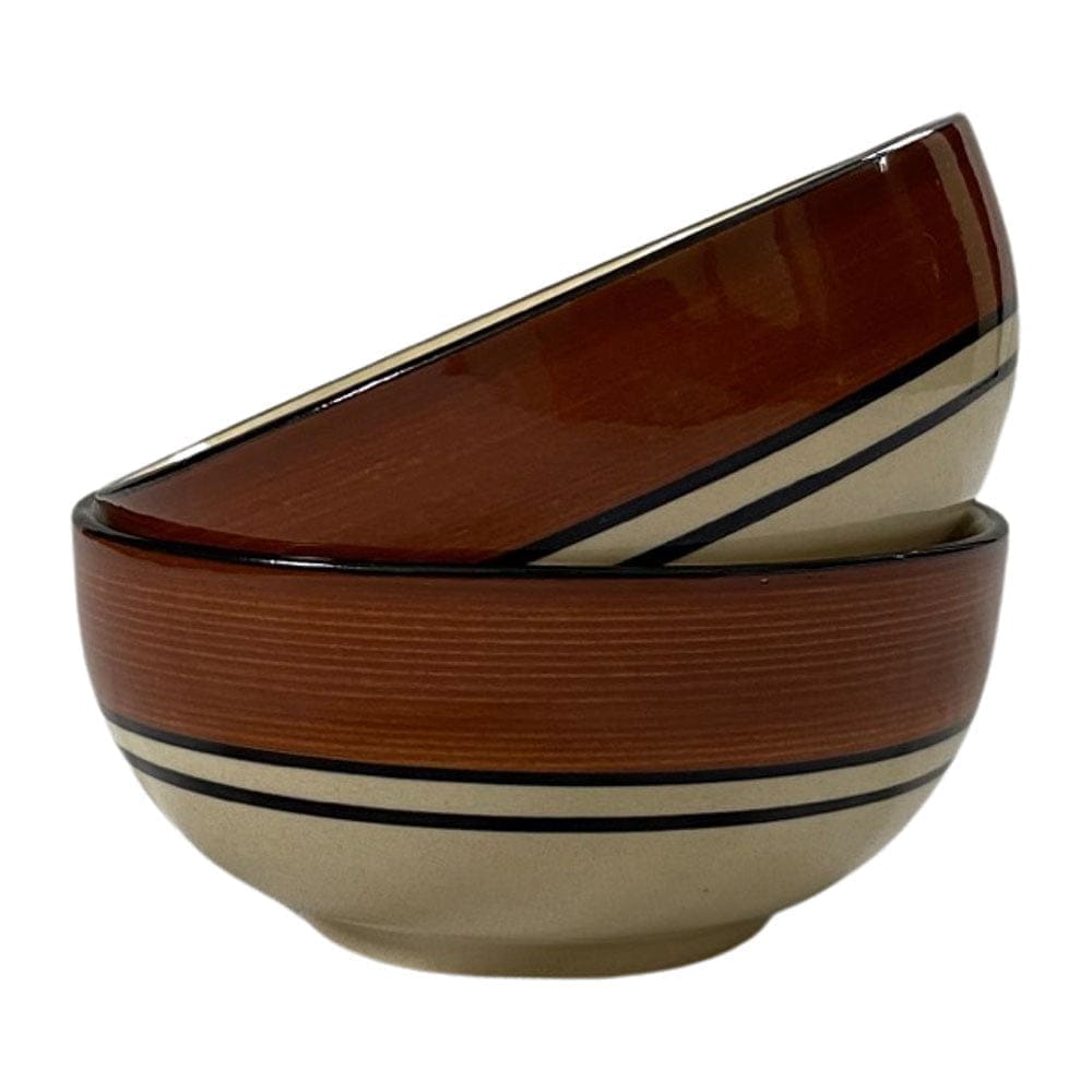 Ceramic Dining Royal Brown & White Ceramic Bowls/Katoris Set of 6 || Dinner Bowls || Pudding Bowls