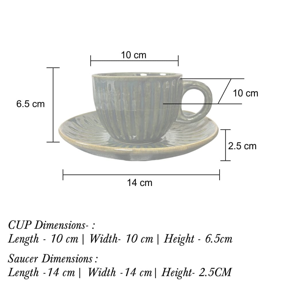 Ceramic Dining Chic Emerald Green Tea cups with Saucers Set of 6