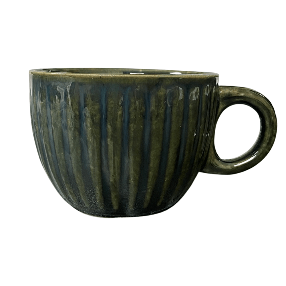 Ceramic Dining Chic Emerald Green Tea cups with Saucers Set of 6