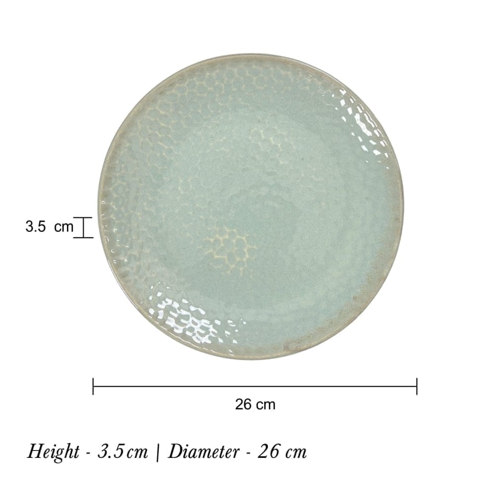 Ceramic Dining Sea Green Hammered Pattern Ceramic 10.2 Inches Dinner Plates Set of 2