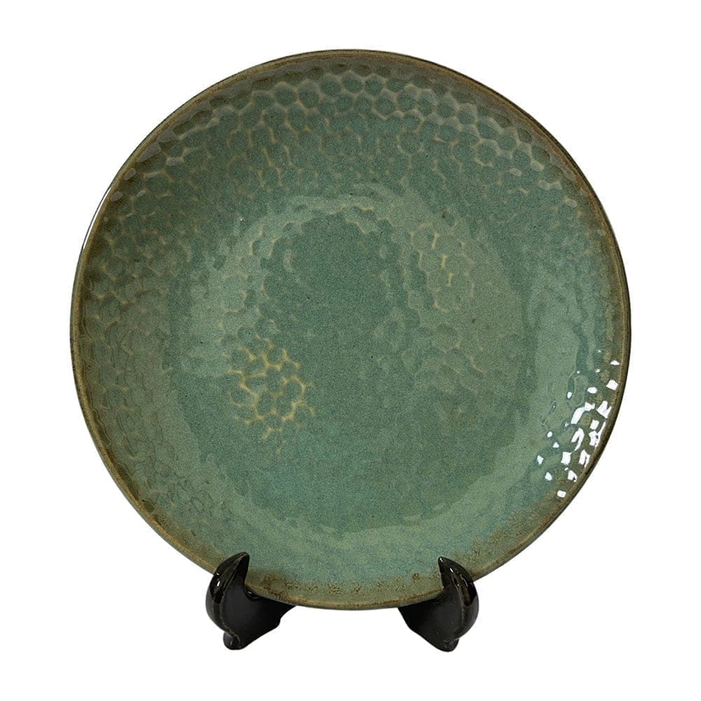 Ceramic Dining Sea Green Hammered Pattern Ceramic 10.2 Inches Dinner Plates Set of 2