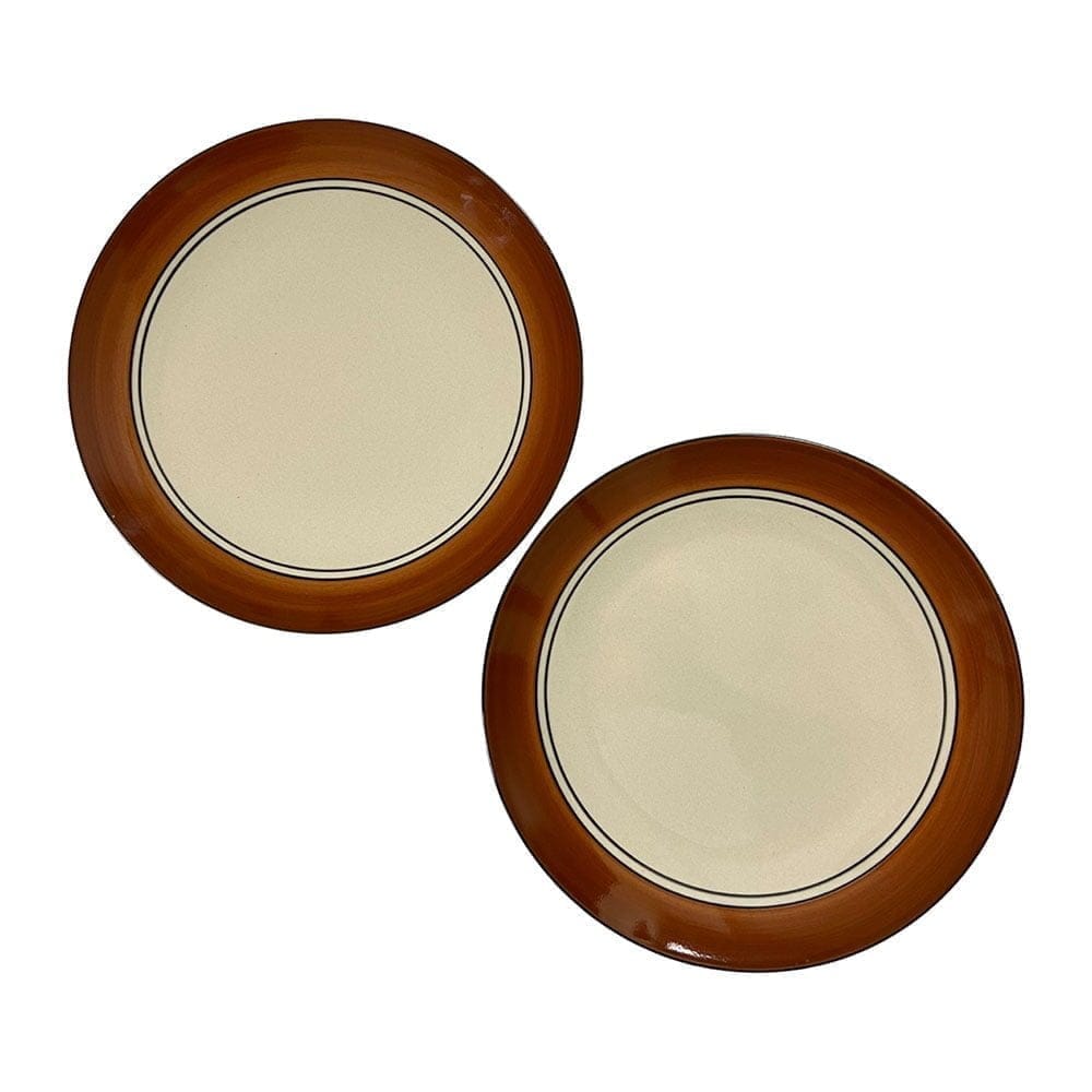 Ceramic Dining Royal Brown & White Handcrafted Ceramic 10.2Inchs Dinner Plates Set of 6