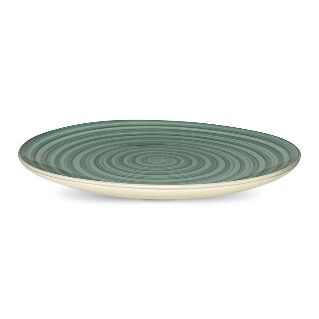 Ceramic Dining Green & Grey Hand-Painted Ceramic 10.2Inchs Dinner Plates Set of 6