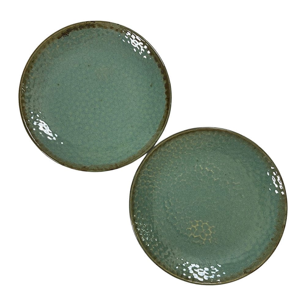 Ceramic Dining Sea Green Hammered Pattern Ceramic 10.2 Inches Dinner Plates Set of 4