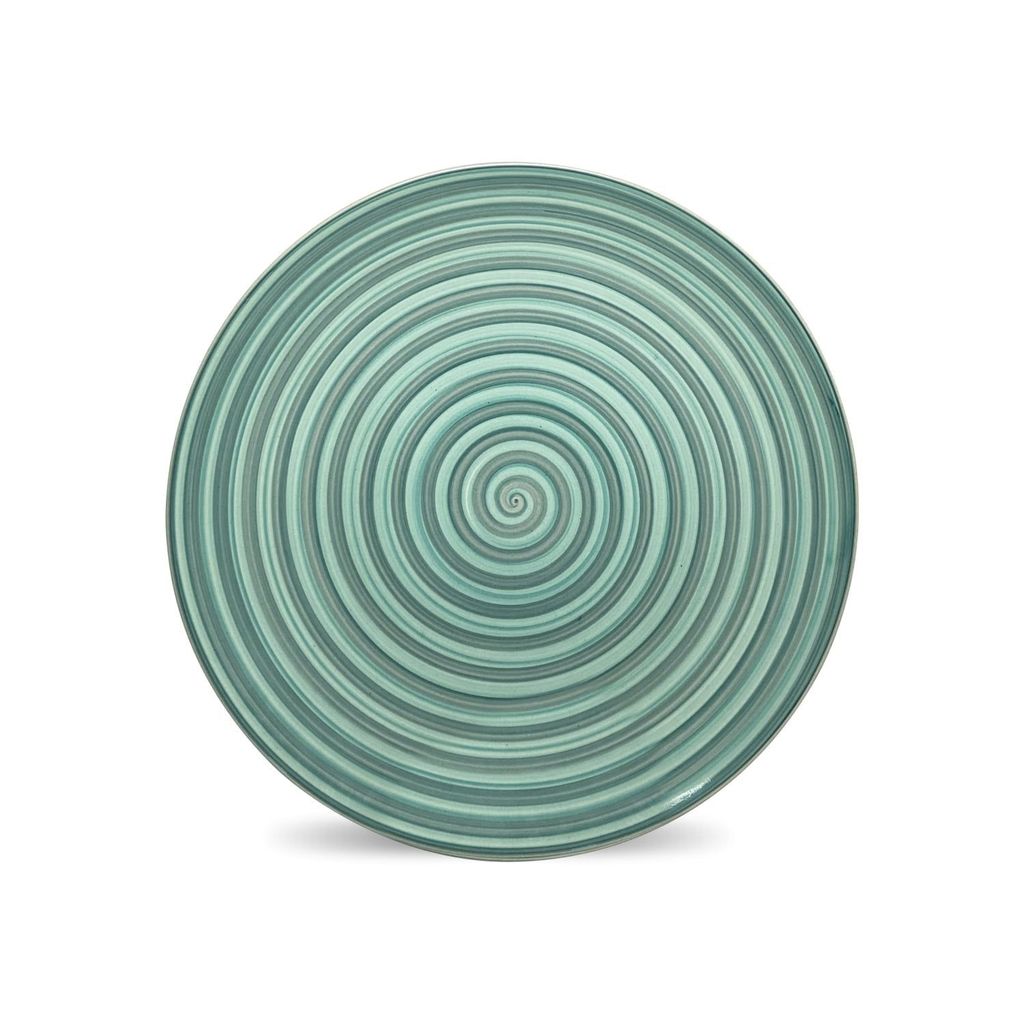 Ceramic Dining Green & Grey Hand-Painted Ceramic 10.2Inchs Dinner Plates Set of 4