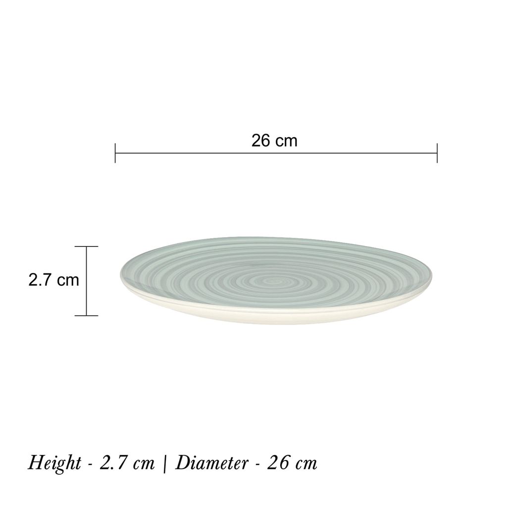 Ceramic Dining Green & Grey Hand-Painted Ceramic 10.2Inchs Dinner Plates Set of 6