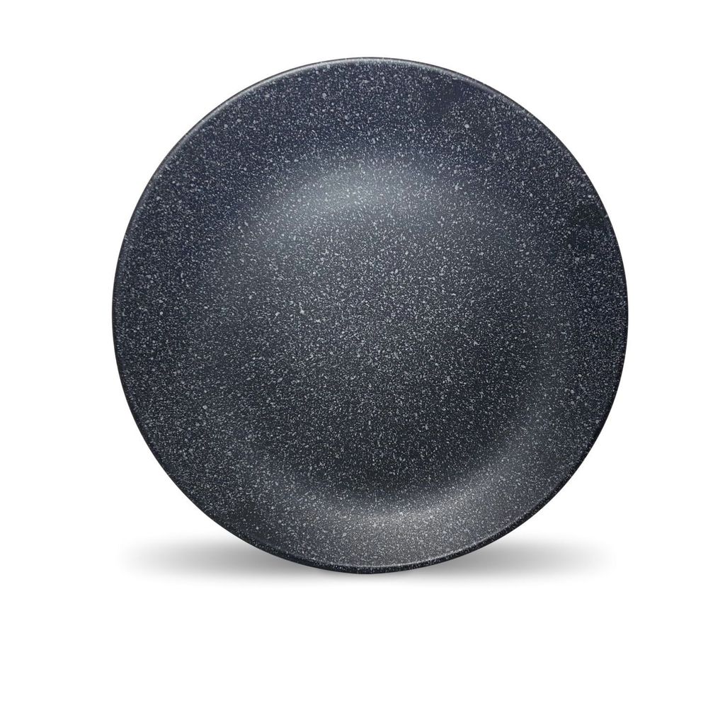 Ceramic Dining Studio Collection- Matte Black with Droplets Ceramic Dinner Plates Quarter Plates Serving Bowl and Dinner Bowls- Set of 7