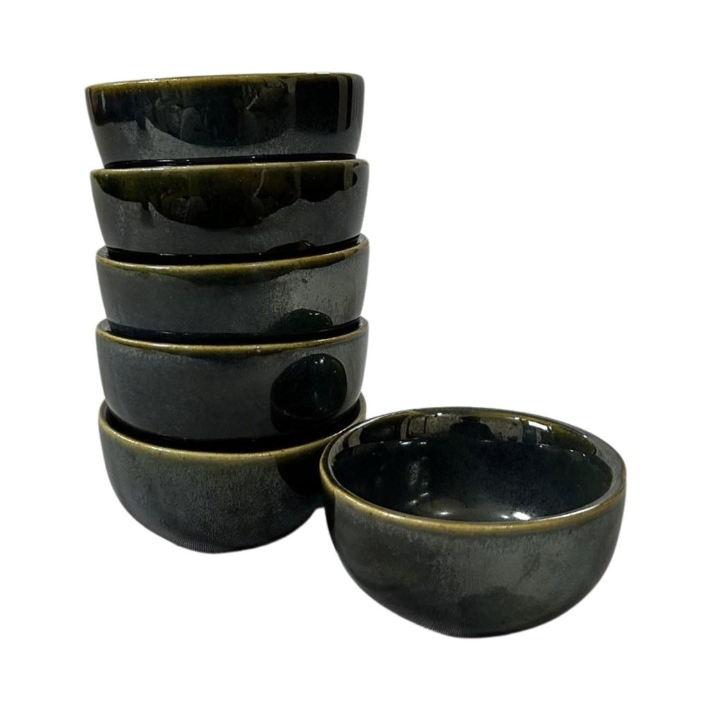 Ceramic Dining Emerald Green Glazed 50ml Dip Bowls Set of 6 || Ketchup Bowls || Sauce Bowls || Chutney Bowls