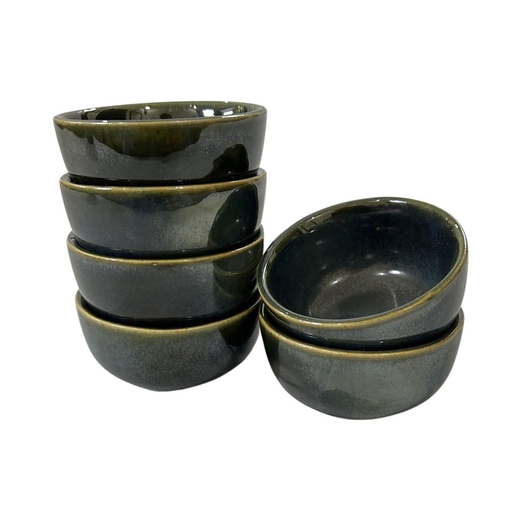 Ceramic Dining Emerald Green Glazed 50ml Dip Bowls Set of 6 || Ketchup Bowls || Sauce Bowls || Chutney Bowls