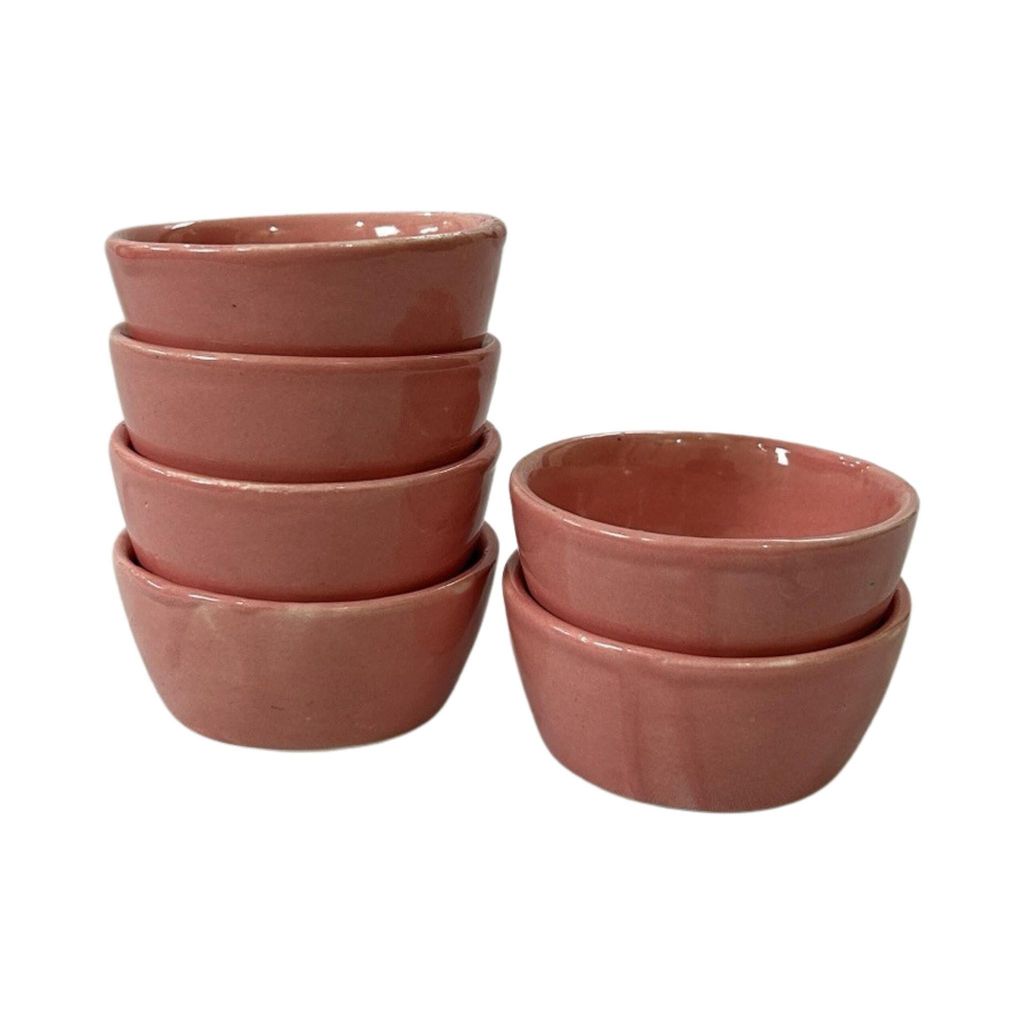 Ceramic Dining Glossy Pink Ceramic Dip Bowls Set of 6