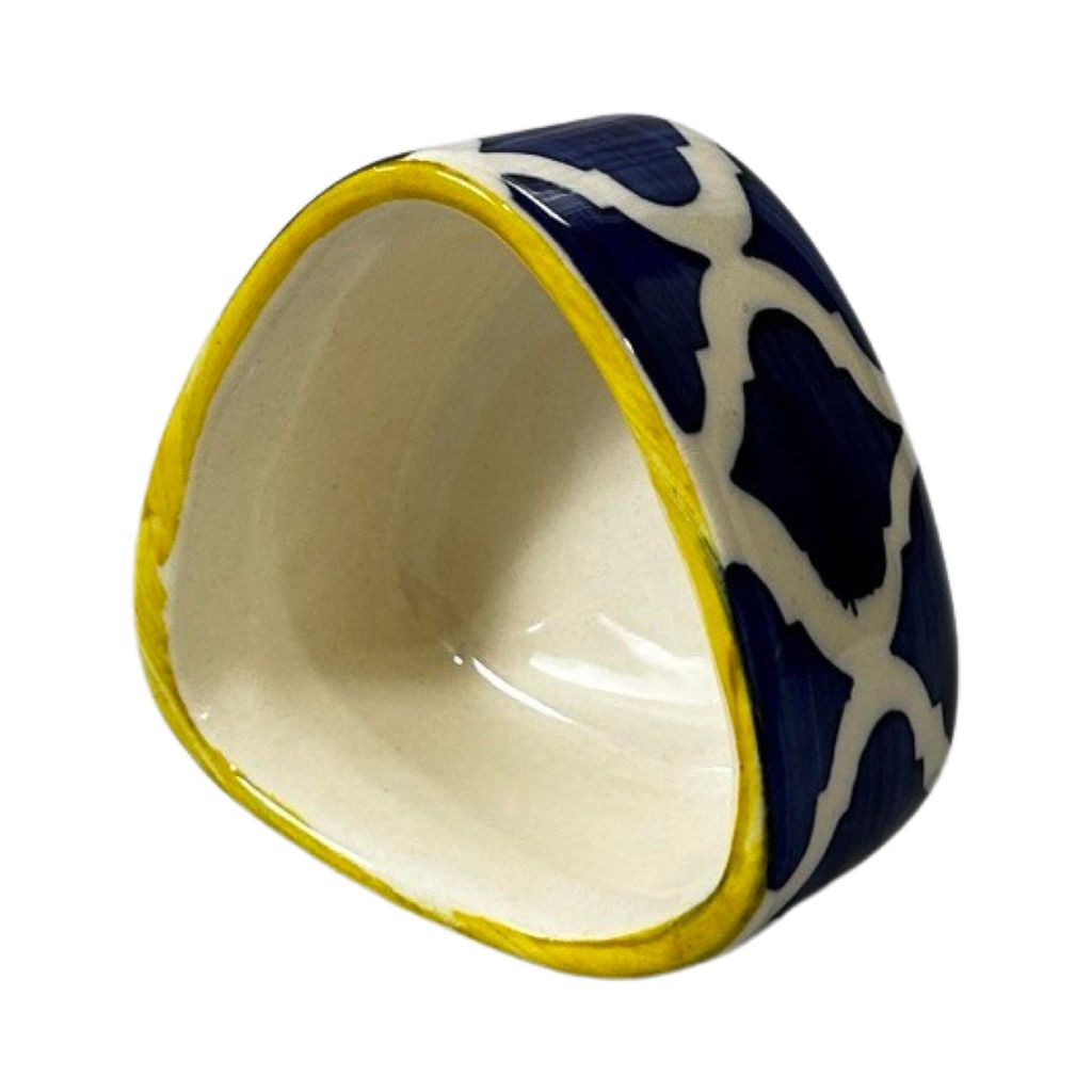 Ceramic Dining Yellow Blue Moroccan Triangle Ceramic 70ml Dip Bowls Set of 2 || Ketchup Bowls || Sauce Bowls || Chutney Bowls