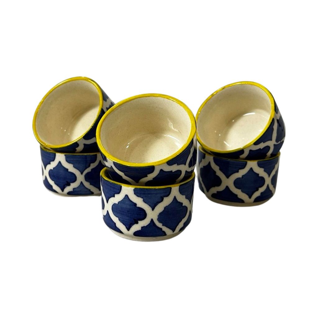 Ceramic Dining Yellow Blue Moroccan Ceramic 50ml Dip Bowls Set of 6
