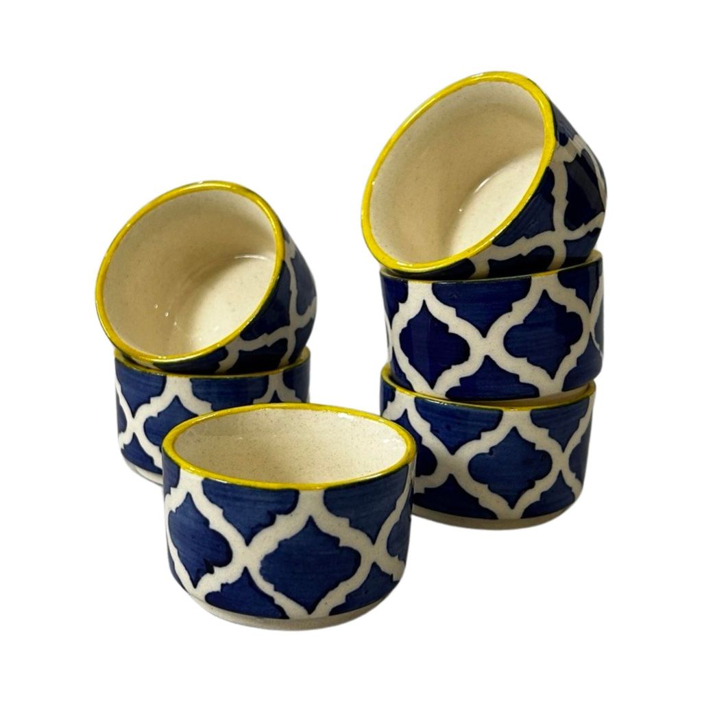 Ceramic Dining Yellow Blue Moroccan Ceramic 50ml Dip Bowls Set of 6
