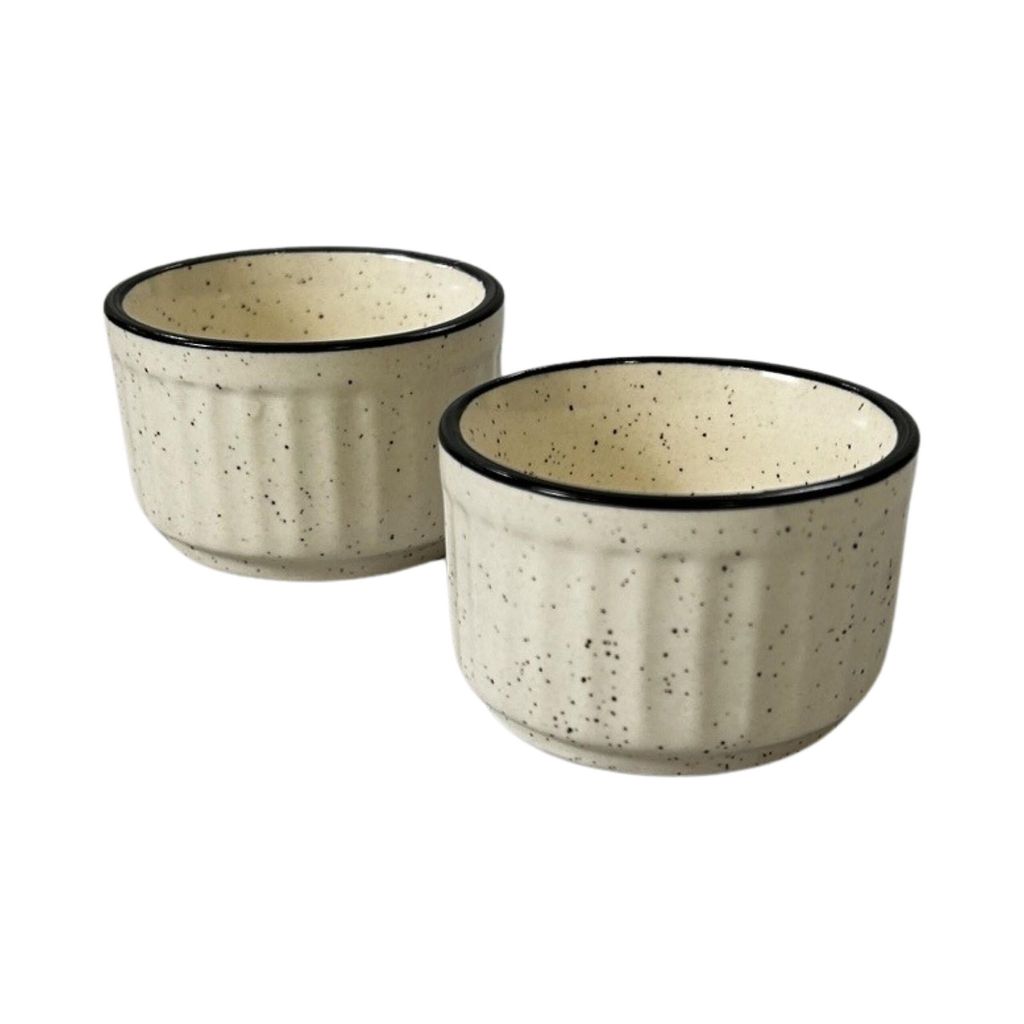 Ceramic Dining Matte White Marble Linear Ceramic 50ml Dip Bowls Set of 6