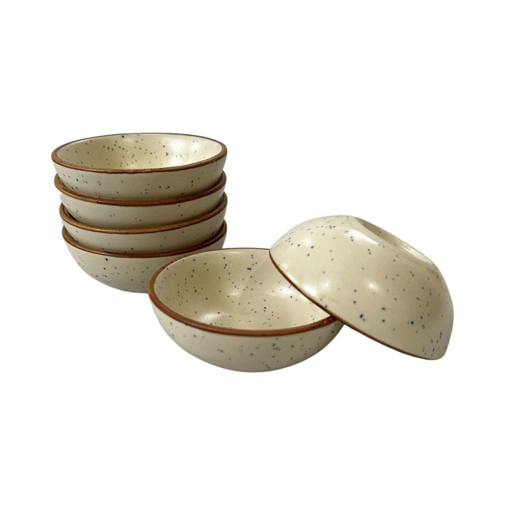 Ceramic Dining Matte White Marble BrownCeramic 50ml Dip Bowls Set of 6