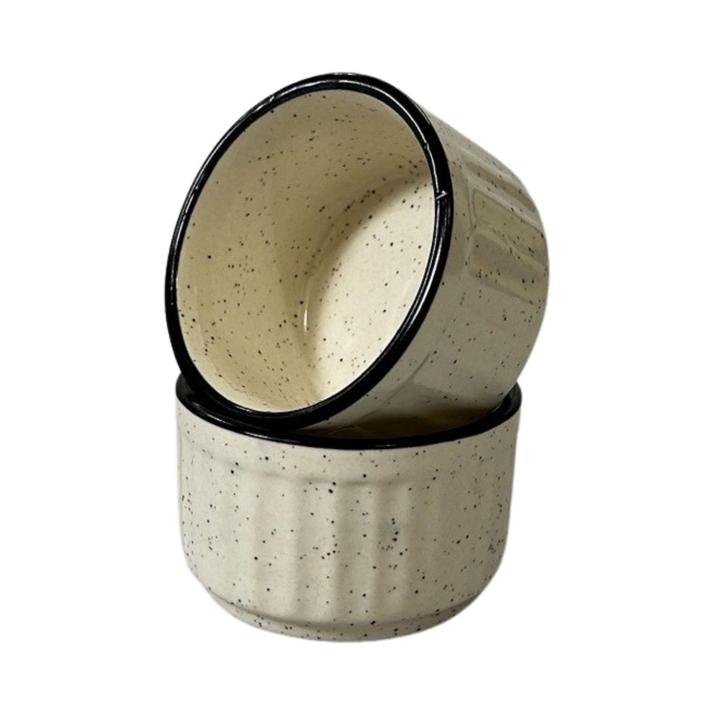 Ceramic Dining Matte White Marble Linear Ceramic 50ml Dip Bowls Set of 6