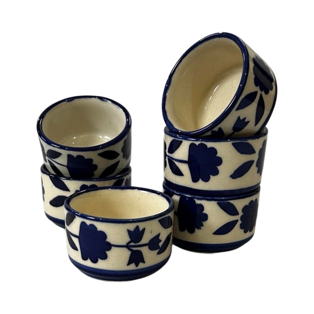 Ceramic Dining Royal Blue Floral Ceramic 50ml Dip Bowls Set of 6
