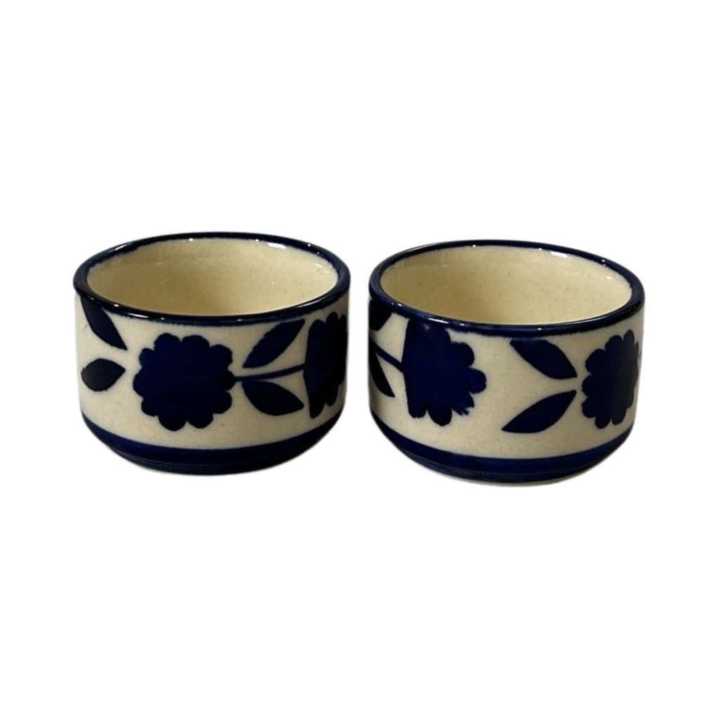Ceramic Dining Royal Blue Floral Ceramic 50ml Dip Bowls Set of 2