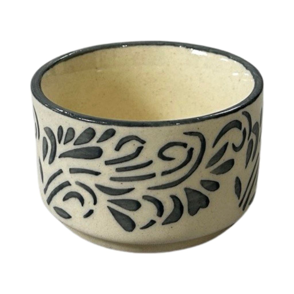 Ceramic Dining Matte Grey Floral Ceramic 50ml Dip Bowls Set of 2 || Ketchup Bowls