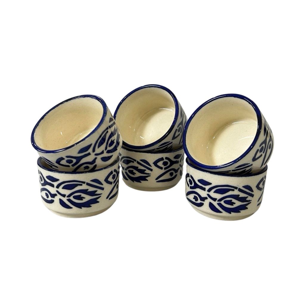 Ceramic Dining Blue Floral Ceramic 50ml Dip Bowls Set of 6
