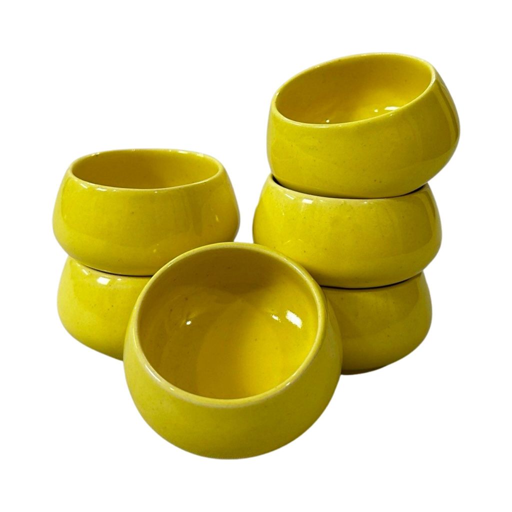 Ceramic Dining Glossy Yellow Ceramic 50ml Dip Bowls Set of 6 || Ketchup Bowls || Chutney Bowls