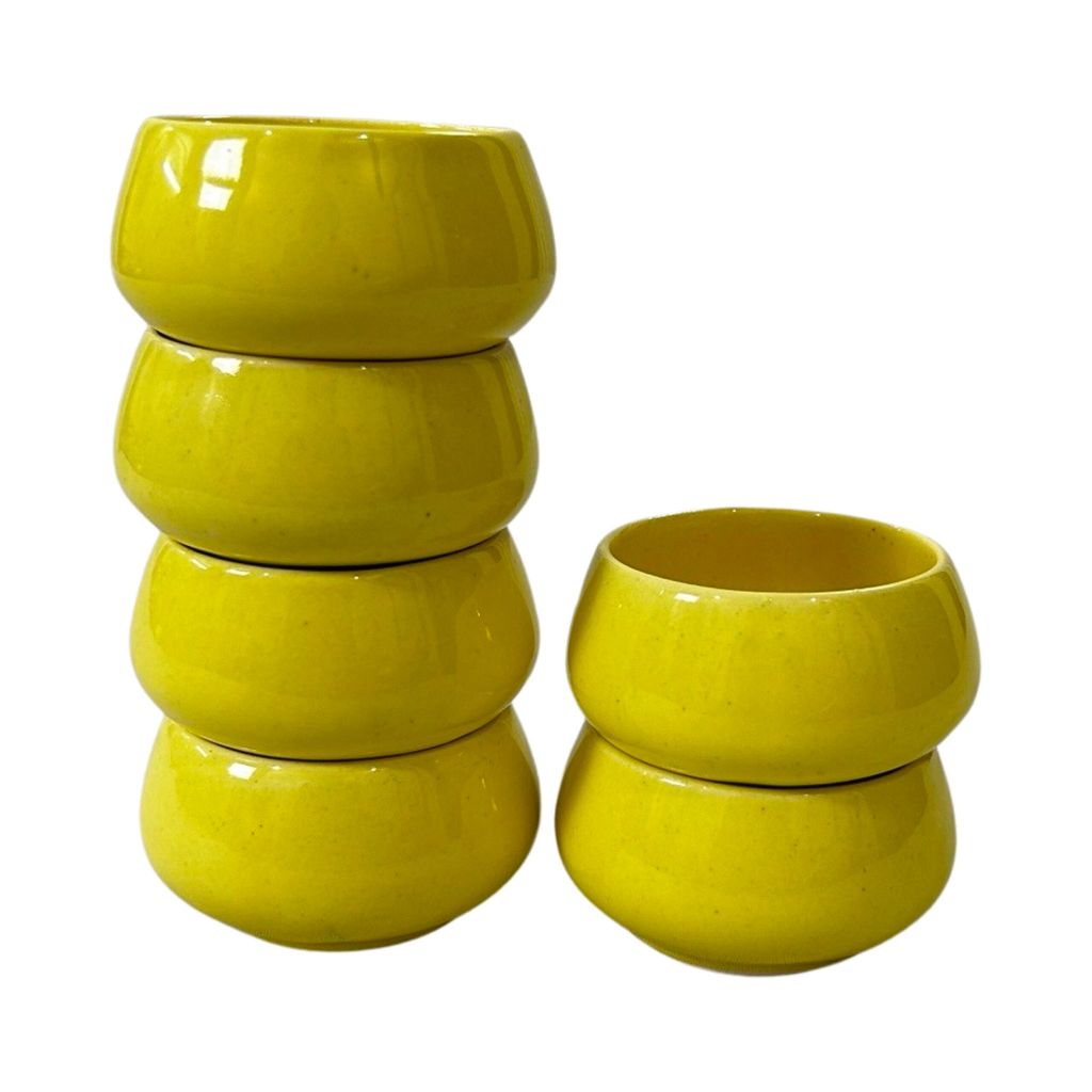 Ceramic Dining Glossy Yellow Ceramic 50ml Dip Bowls Set of 6 || Ketchup Bowls || Chutney Bowls
