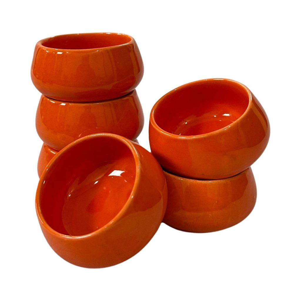 Ceramic Dining Glossy Orange Ceramic 50ml Dip Bowls Set of 6 || Ketchup Bowls || Chutney Bowls