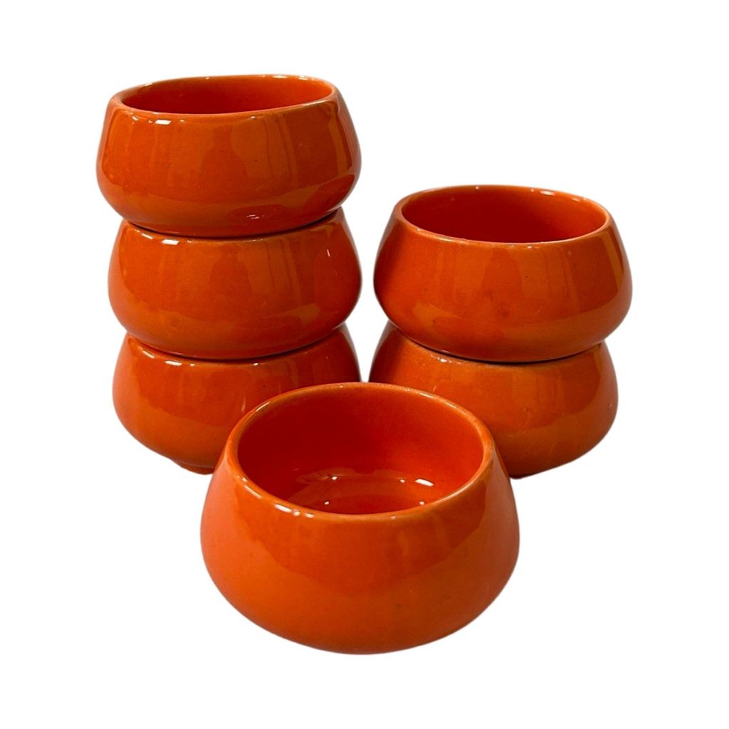 Ceramic Dining Glossy Orange Ceramic 50ml Dip Bowls Set of 6 || Ketchup Bowls || Chutney Bowls