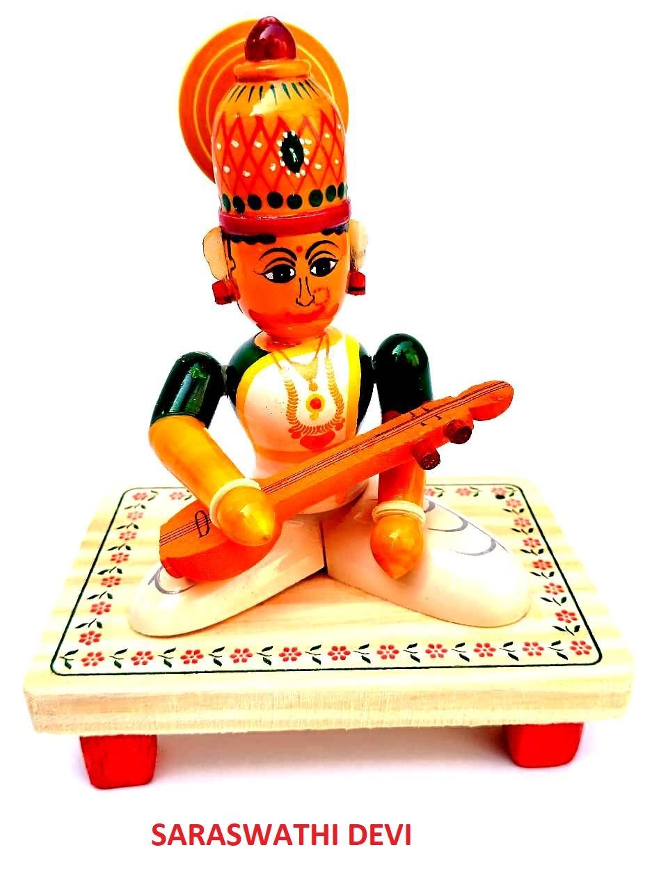Wooden Saraswathi Devi-5 inches