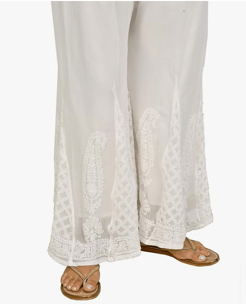 LUCKNOWI LIBAS Georgette Chikankari Sharara with inside inner