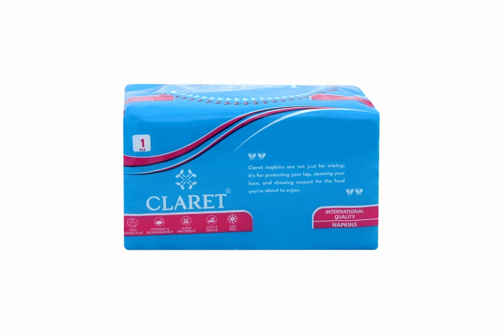 Claret Premium 1-Ply Soft Paper Napkins (5-Pack, 80 Sheets Each, 27x30 cm, White) - Ideal for Parties, Events and Everyday Cleaning Needs