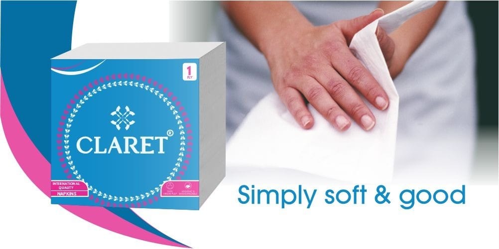 Claret Premium 1-Ply Soft Paper Napkins (5-Pack, 80 Sheets Each, 27x30 cm, White) - Ideal for Parties, Events and Everyday Cleaning Needs