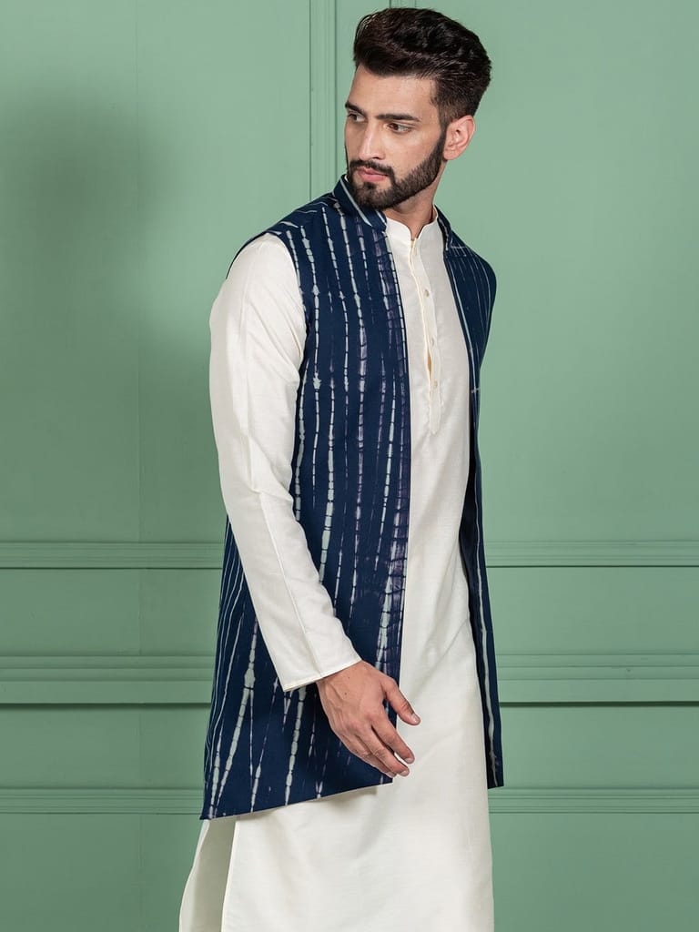 Sophisticated Men Kisah Men Navy Blue Nehru Jacket (Set of 1) 2025 at ShopCircuit | ONDC
