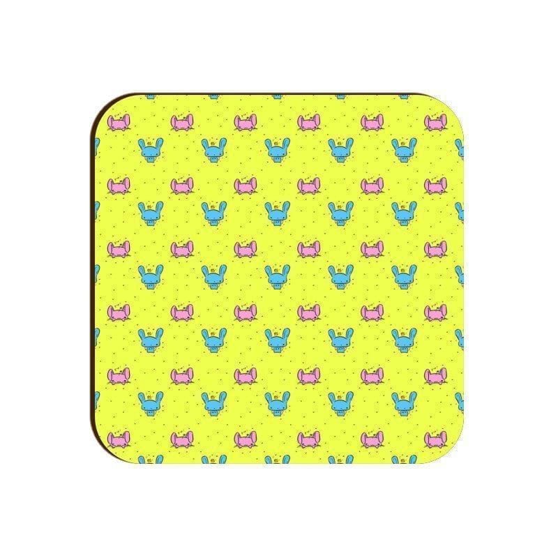 Psychedelic Bunny Square Coaster