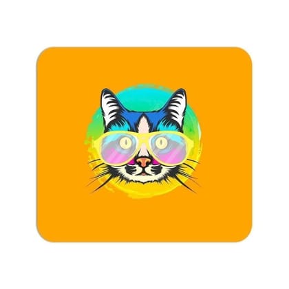 Cat With Glasses Mouse Pad