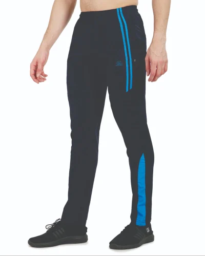  Men's Navy Blue Polyester Track Pants with Blue Stripes