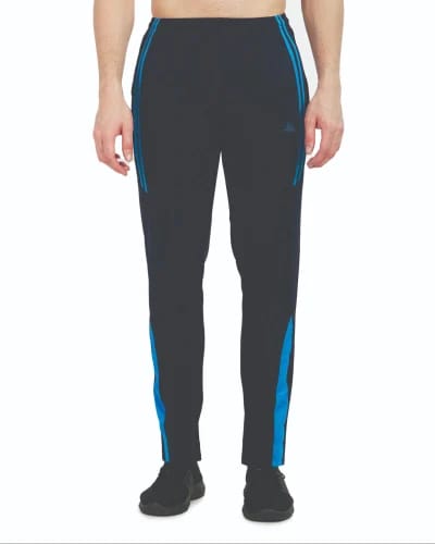 Men's Navy Blue Polyester Track Pants with Blue Stripes