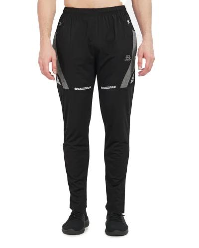  Men's Black Polyester Track Pants with Reflective Detailing